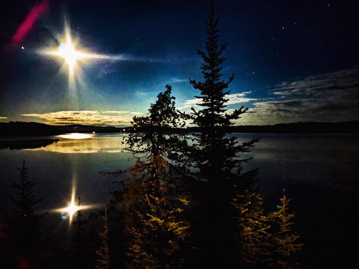 moonlight over lake